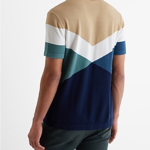 Express Men's Colorblock Button Down Sweater Shirt - Picture 3 of 5